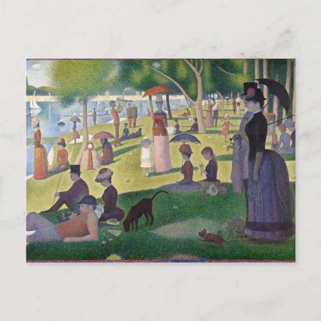 Cartão Postal Domingo à tarde Seurat Neo Impressionista (Frente)