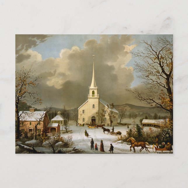 Cartão Postal Domingo de inverno no Olden Times (Frente)