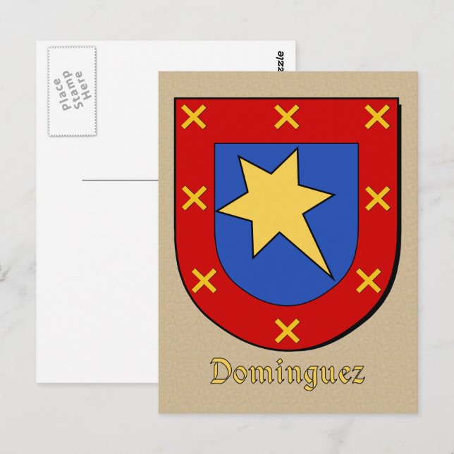 Cartão Postal Dominguez Ancestral Heraldic Shield (Frente/Verso)