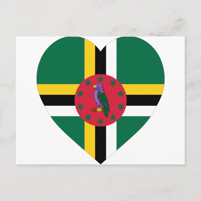 Cartão Postal Dominica Flag Heart (Frente)