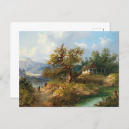 Cartão Postal Dominik Schufried Uma Paisagem Montanhosa com...