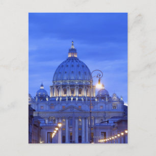 Cartão Postal Domo da Basilica de Peter, Santo, ao anoitecer