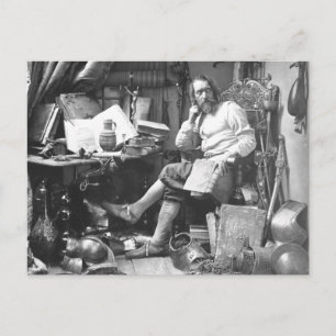 Cartão Postal Don Quixote Em Seu Estudo