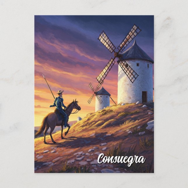 Cartão Postal Don Quixote na Viagem da Espanha Consuegra (Frente)