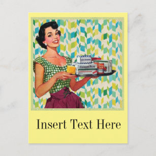 Cartão Postal Dona de casa retro do 50 do vintage que guardara a