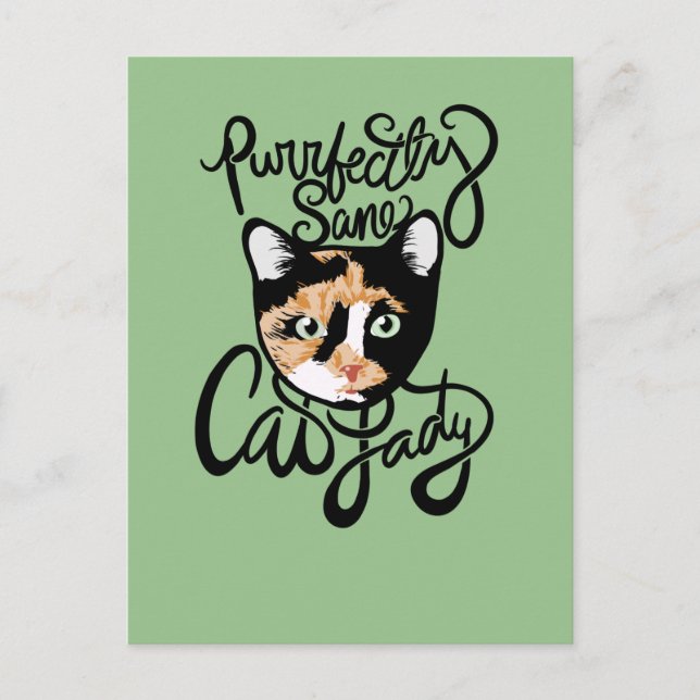 Cartão Postal Dona de Gato Perfeitamente Sã (Frente)