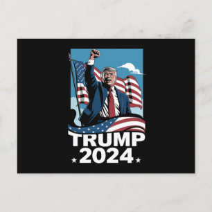 Cartão Postal Donald Trump 2024 Eleição EUA Bandeira Americana