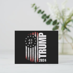 Cartão Postal Donald Trump 2024 Eleição Voto 45 47 Americano 