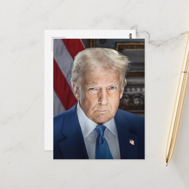 Cartão Postal Donald Trump 2025 Presidente Americano Portrait (Frente/Verso In Situ)