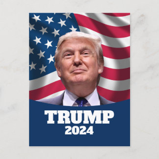 Cartão Postal Donald Trump Photo American Flag - Presidente 2024