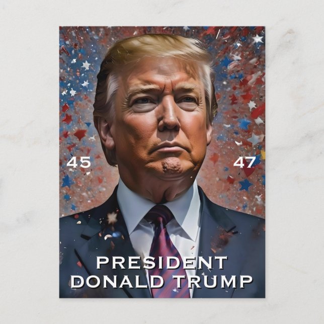 Cartão Postal Donald Trump Presidente Modern Retrato (Frente)