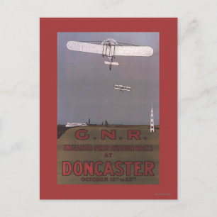 Cartão Postal Doncaster, Inglaterra - Primeiras Raças de Aviaç