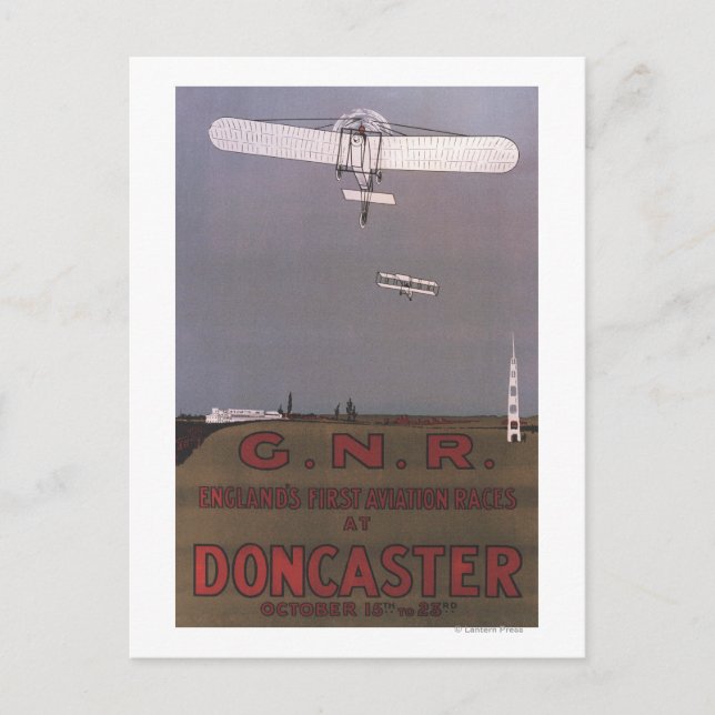 Cartão Postal Doncaster, Inglaterra - Primeiras Raças de Aviação (Frente)