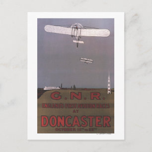 Cartão Postal Doncaster, Inglaterra - Primeiras Raças de Aviação
