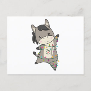 Cartão Postal Donkey Christmas Donkeys Animais de inverno