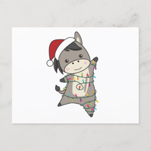 Cartão Postal Donkey Christmas Donkeys Animais de inverno