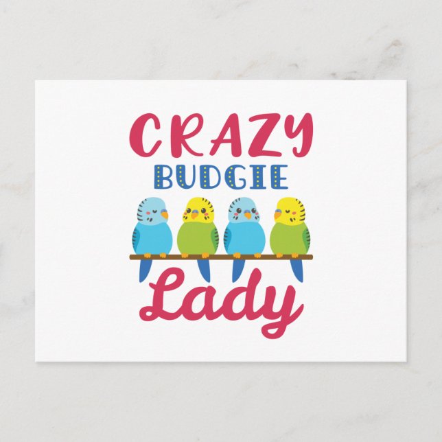 Cartão Postal Dono do periquito Crazy Budget Lady Cute Funny (Frente)