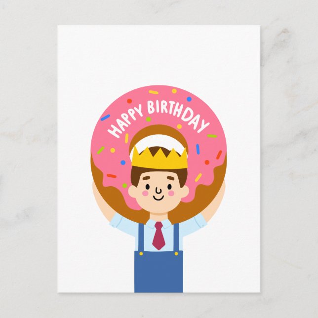 Cartão Postal Donut de aniversário feliz (Frente)