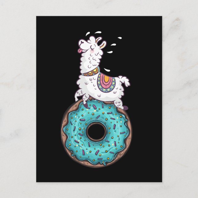 Cartão Postal Donut de Lhama Alpaca Engraçado (Frente)