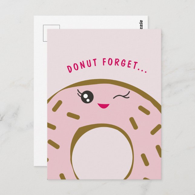 Cartão Postal Donut Fofo Não Esqueça Você é Doce Ilustração Kawa (Frente/Verso)