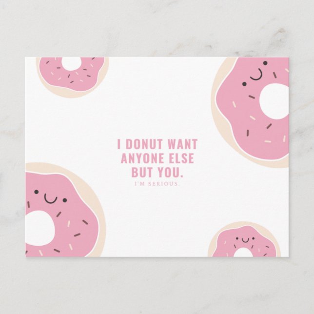 Cartão Postal Donut Rosa e Branco Engraçado (Frente)