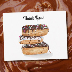 Cartão Postal Donuts de Agradecimento em Aquarela