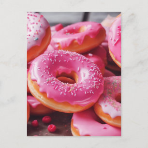 Cartão Postal Donuts de Morango Rosa