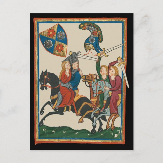 Cartão Postal Donzela em Dificuldade, Arte Medieval do Século XI (Frente)