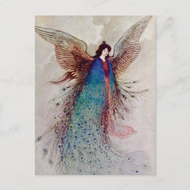 Cartão Postal “Donzela Lunar” Arte de Fada por Warwick Goble (Frente)