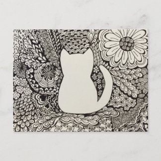 Cartão Postal Doodle Cat