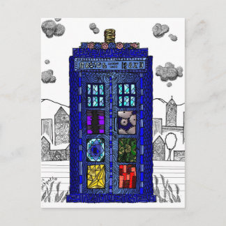 Cartão Postal Doodle de uma caixa de chamada da polícia da caixa