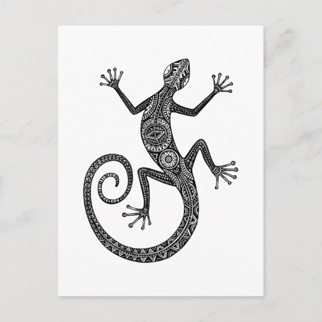 Cartão Postal Doodle do lagarto ou da salamandra (Frente)