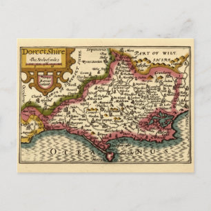Cartão Postal Dorset Dorsetshire County England Antigo Mapa Hist