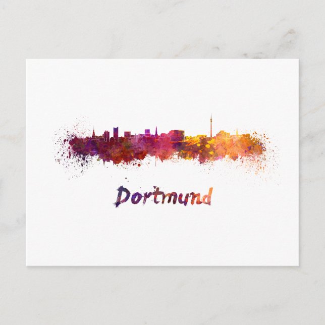 Cartão Postal Dortmund skyline in watercolor (Frente)