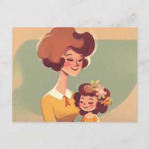 Cartão postal dos anos 70 de Mãe e Filha
