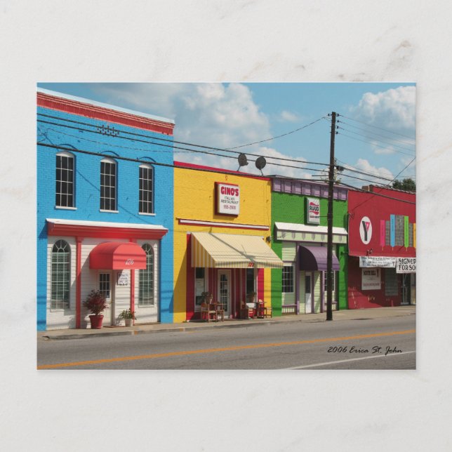 Cartão postal dos edifícios coloridos brilhantes (Frente)