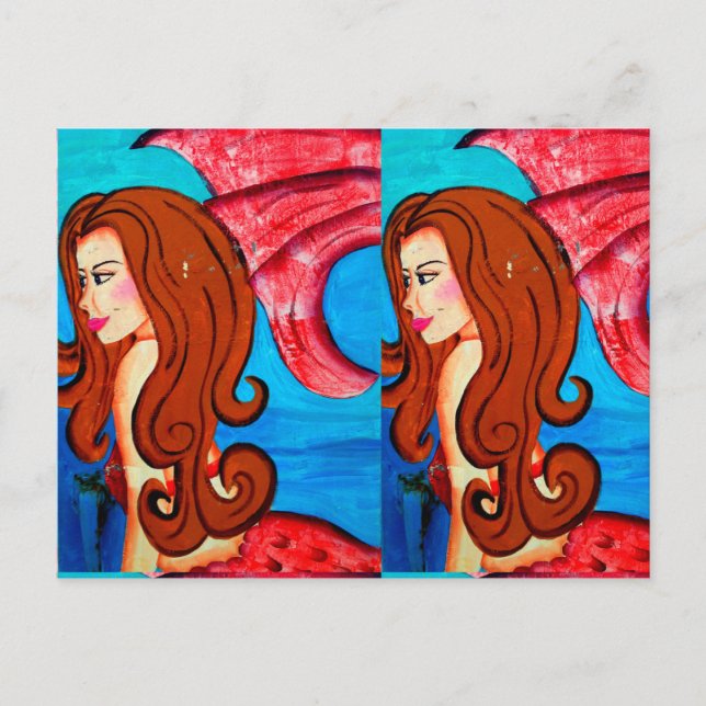 cartão postal dos gêmeos da sereia ruiva (Frente)