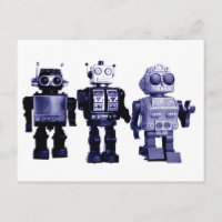 cartão postal dos robôs azuis