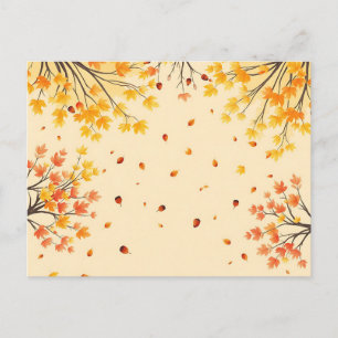 Cartão Postal Dosséis de Árvores de Outono Aquarela em Ocre Suav