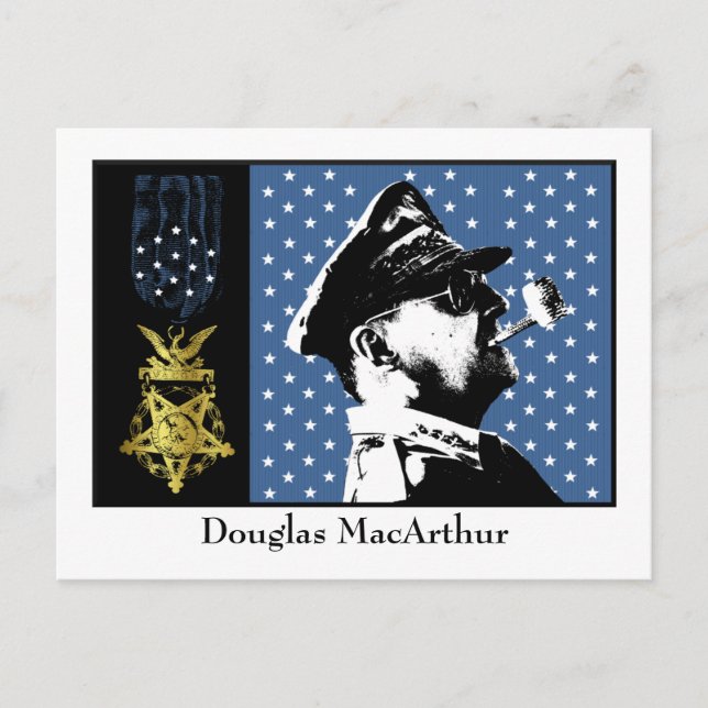 Cartão Postal Douglas MacArthur - Medalha de Vencedor (Frente)