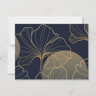Cartão Postal Dourada arte da linha floral