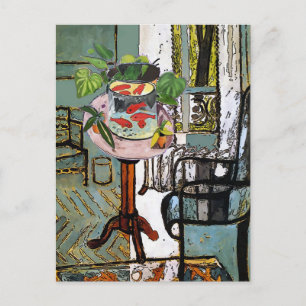 Cartão Postal Dourada Bowl de Peixe, debaixo da janela,