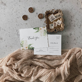 Cartão Postal Dourada Folhagem Tropical Obrigado Cartão-Postal