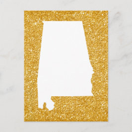 Cartão Postal Dourada Glitter e White Alabama