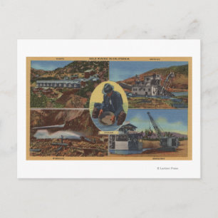 Cartão Postal Dourada mineração na Califórnia - Quarz, Dredge