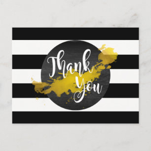 Cartão Postal Dourado Black Strike Obrigado casamento
