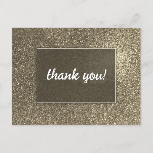 Cartão Postal Dourado Casamento com a Glitter Moderno Obrigado C
