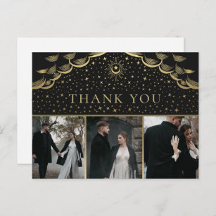 Cartão Postal Dourado Casamento Elegante Tarot Obrigado Foto