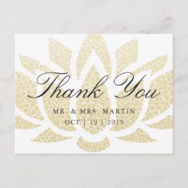 Cartão Postal Dourado Casamento Personalizado Da Flor Lotus Obri