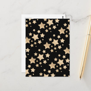 Cartão Postal Dourado champanhe brilho faísca padrão Estrelas pr